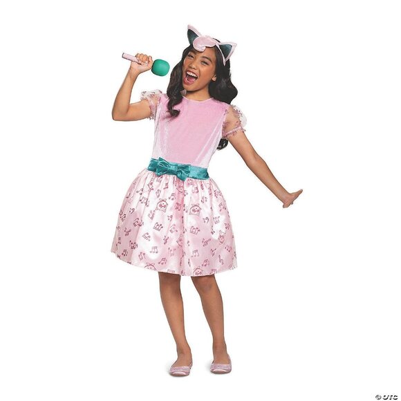 Girls Pokémon Jigglypuff Costume Dress Microphone Headpiece Halloween Kids 10-12